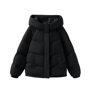 班尼路S&K系列黑色羽绒服女冬季新款小个子白鸭绒加厚连帽面包服Q