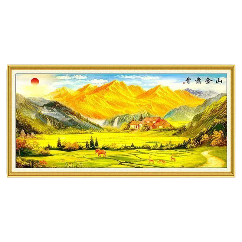 现代简约客厅沙发金山背景墙贴画
