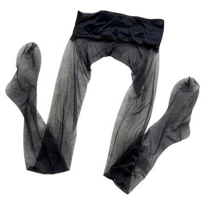 超薄款丝袜女夏季薄款网纱腰不掉档高腰显瘦连裤袜性感黑丝带脚型