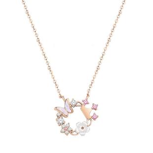 迪士尼花蝶之约女款2025款高级设计感小众纯银项链七夕情人节礼物