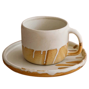 潮涌。一宅侘寂风手作窑变釉陶瓷杯子下午茶咖啡杯碟套装磨砂质感