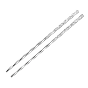 银筷子999纯银家用食用雪花银筷实心足银筷子高档银餐具龙凤祥和