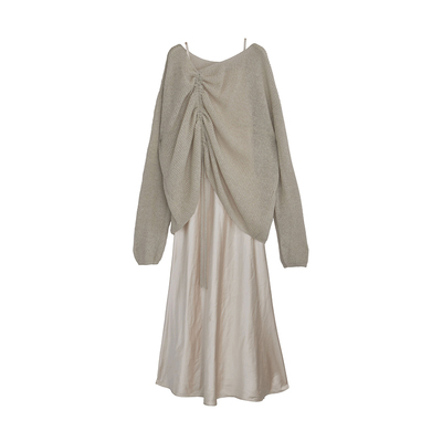 AMERI毛衣叠穿式吊带连衣裙