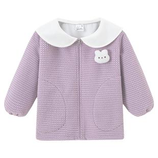 儿童罩衣羽绒服防脏外套女孩拉链正穿可爱护衣罩衫幼儿园画画围裙