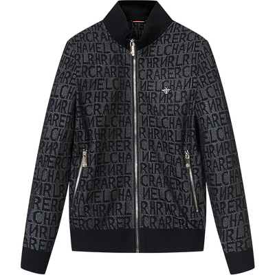 BM欧洲站男装欧货潮牌字母镂空针织夹克外套男2025新款立领上衣薄