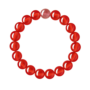 遇见普陀山五福缺补水火金木土手串红玛瑙黄水晶绿檀木本命年手链