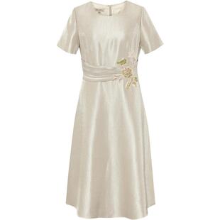 【东方气韵】粉蓝衣橱2025秋冬新款诗艺美学钉珠绣花礼服连衣裙女