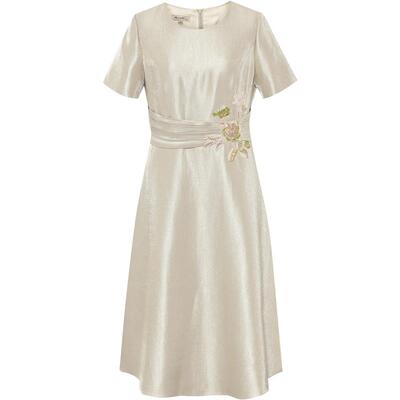 【东方气韵】粉蓝衣橱2026春秋新款诗艺美学钉珠绣花礼服连衣裙女