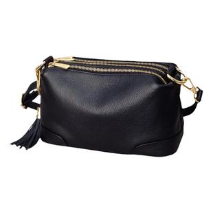 头层牛皮三层小包包女2025新款真皮单肩斜挎包流苏多层多拉链女包