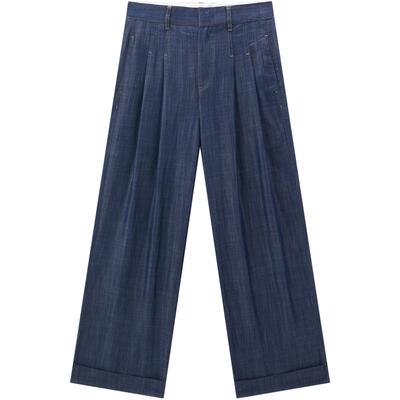 太平鸟女装夏季莱赛尔高腰显瘦阔型直筒裤牛仔长裤A1HAF2494