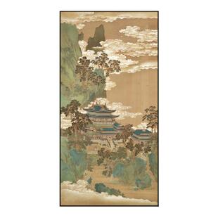 新中式玄关旭日东升图大幅装饰画酒店客厅售楼部软装山水风景挂画