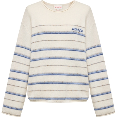 雅莹条纹设计感羊绒衫针织毛衣