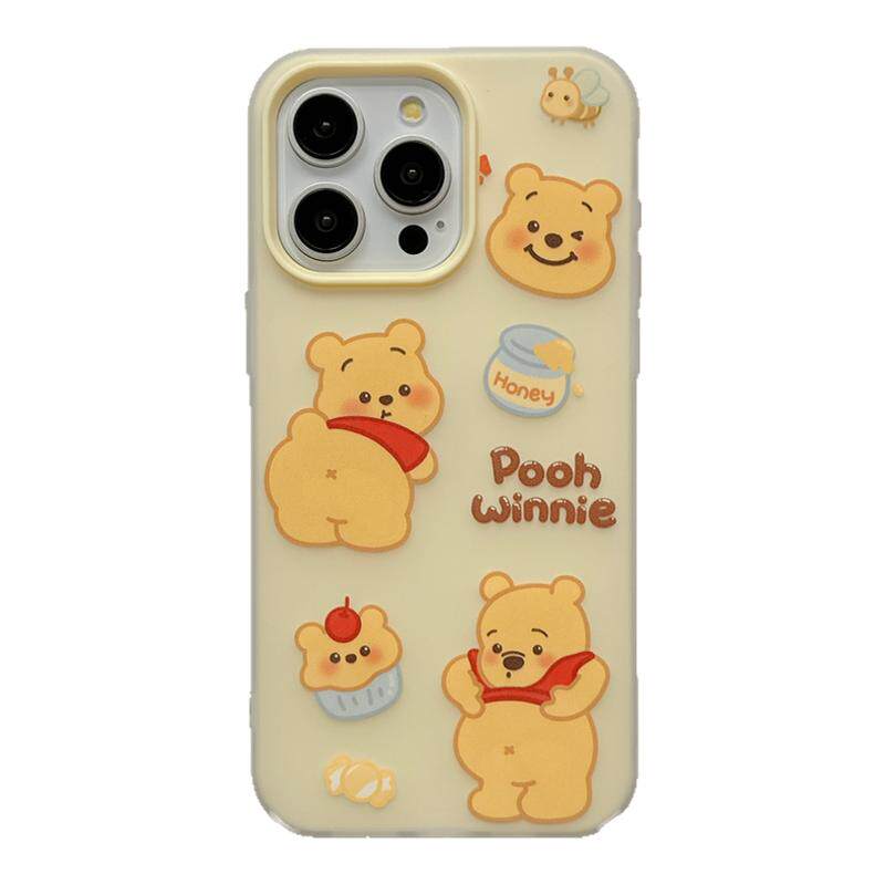 jze奶油黄维尼熊卡通适用苹果17promax手机壳iphone13新款15pro女16pro二合一15旋转支架14pro全包防摔手机套
