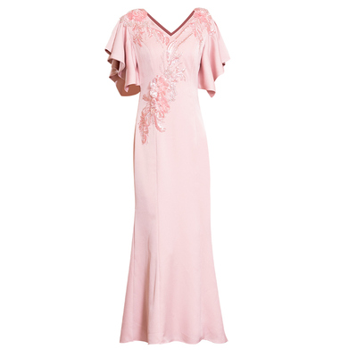 多丽琦优雅风礼服裙短袖中长裙