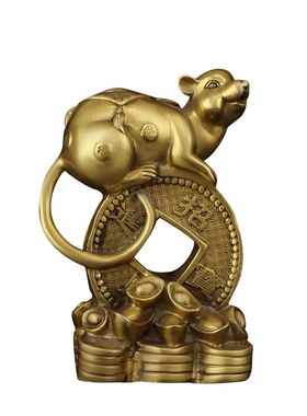 铜老鼠摆件招财生肖鼠如意元宝鼠