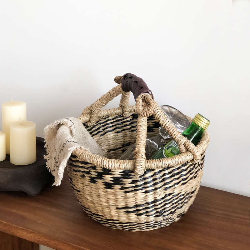 越南进口海草纯手工编织篮果篮ins野餐篮非洲元素装饰收纳筐民宿
