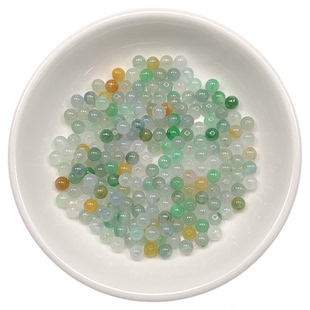 鱼鱼翡翠A货散珠三彩圆珠diy手链手串 直播间付款链接 私拍无效