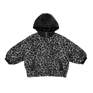 Jimmy妈童装【谁不爱豹纹】冬新款儿童帽子拼皮豹纹夹棉外套棉服