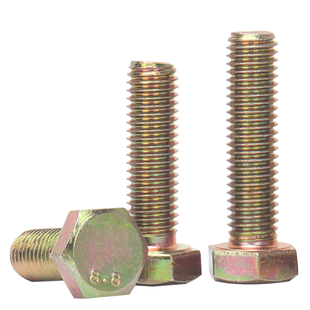 8.8级高强度镀彩锌黄锌全牙外六角螺栓螺丝M4M5M6M8M10M12M14-M24