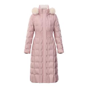 【花瓣羽绒】珂莱蒂尔2025狐狸毛领束带沙漏修身加厚过膝羽绒服