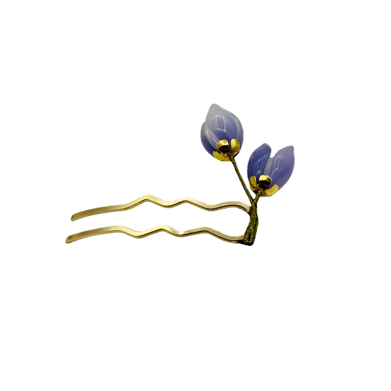新中式复古郁金香花朵u型发簪