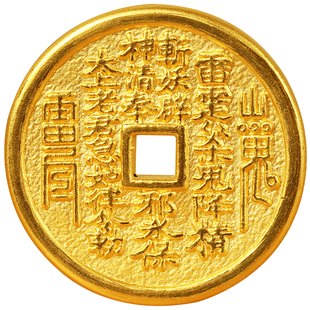 黄金古法实心3D硬金山鬼花钱八卦足金999吊坠手链平安扣男女项链