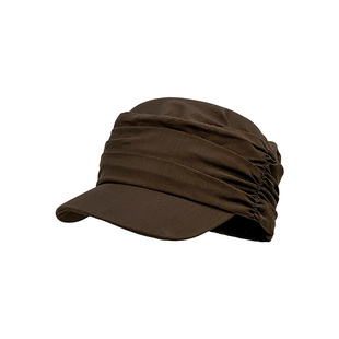 咖色褶皱马术帽女春夏薄款高级感显脸小时尚百搭复古英伦鸭舌帽子