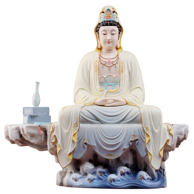 陶瓷静思观音高档彩绘观世音菩萨