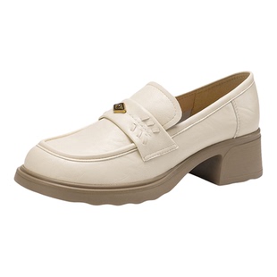 星期六英伦风羊皮厚底乐福鞋女鞋2026春新款真皮黑色小皮鞋单鞋子