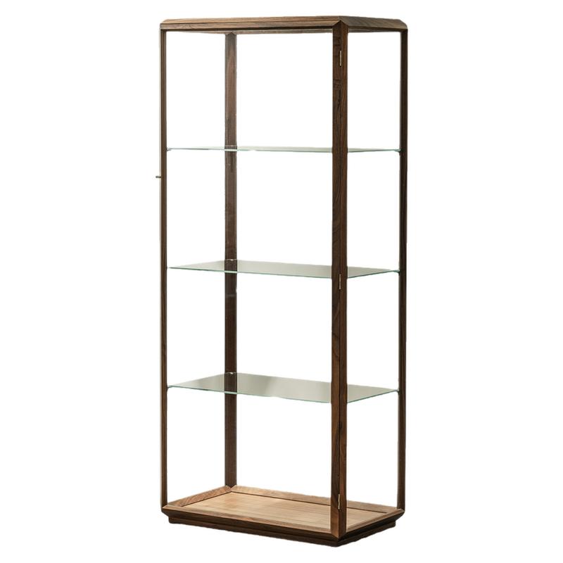 贞木器屿瓷器展示柜北美黑胡桃木玻璃手办柜茶空间装饰柜书房展柜