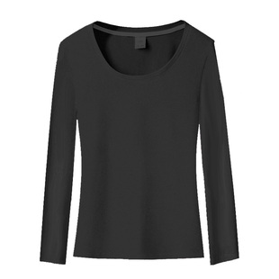 纯棉大红色V领打底衫女长袖2025新款春秋冬洋气修身t恤内搭秋衣潮