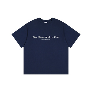 ATRY街头复古休闲宽松正面标语短袖男夏季国潮牌美式圆领t恤上衣