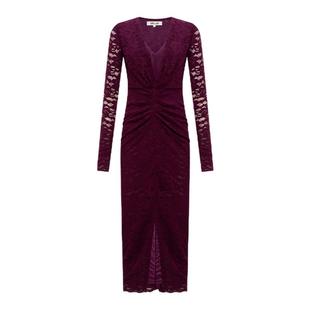 [重工花卉蕾丝]DVF2025新款梅子红开衩蕾丝礼服宴会连衣裙DL3S010