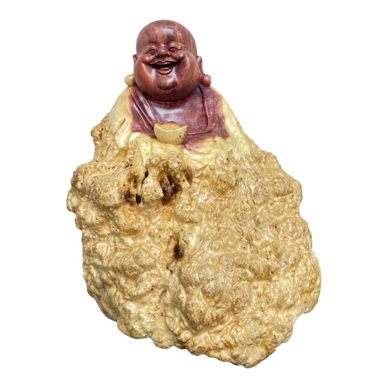 天然根艺根雕木雕红香柏树瘤笑口常开弥勒装饰观赏家居办公摆件