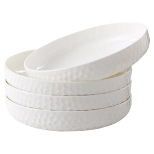 骨瓷盘子菜盘家用微波炉专用碟子好看的白色高级感陶瓷碗盘深菜盘