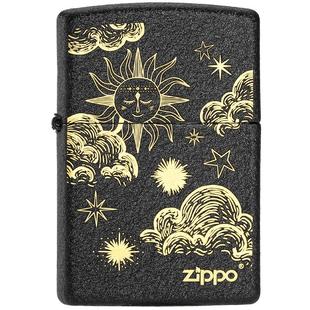 zippo正版打火机 奇妙童话世界创意芝宝防风煤油黑裂漆送男友礼物