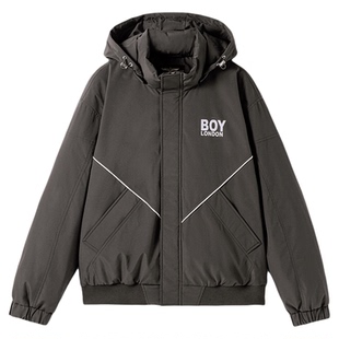 BOYLONDON冬季情侣羽绒服短款鹅绒防泼水反光logo外套90绒N28905