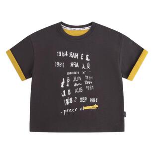 小象汉姆童装男童短袖t恤假两件上衣儿童夏天半袖2026新款男孩潮