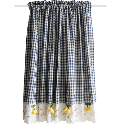 鸢尾乡旅深蓝小格樱桃半帘