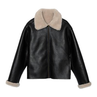 时尚流行休闲剪羊绒夹克