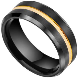 赤月戒指男潮牌黑金双色可刻字高级感钨金素圈女食指戒潮流百搭