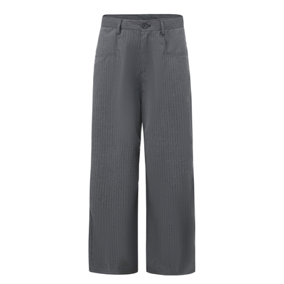 98SQUID 美式老钱风条纹褶皱休闲西裤男女宽松简约阔腿垂感长裤子