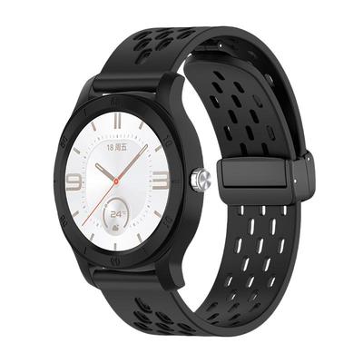 适用于华为gt cyber手表表带硅胶透气网洞折叠扣腕带智能运动男士腕表配件watchGTCyber女生新款高级表壳表带