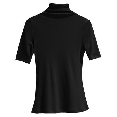 2025新款高领沙体网纱t恤女短袖