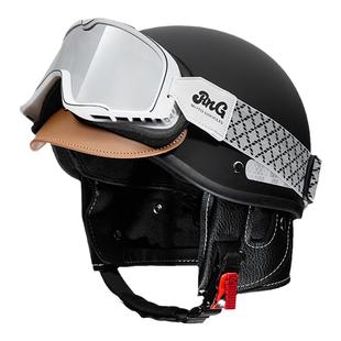 夏季3C认证复古巡航摩托车头盔男女护目镜电动车机车半盔四季通用