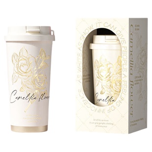 GERM山茶花保温杯咖啡杯女生高颜值吸管水杯杯子新年礼物2026新款