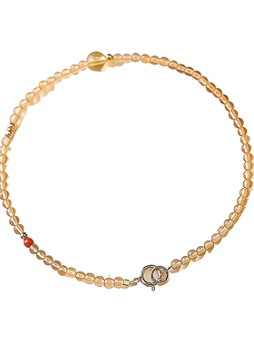 天然黄水晶招财14K金暴富极细