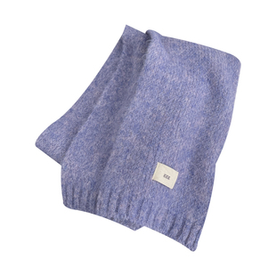 西本紫色含羊毛围巾冬季女高级感显白针织毛线围脖女学生保暖韩版