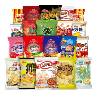 上好佳薯片鲜虾片50包批发整箱大礼包好吃的休闲膨化零食品小吃