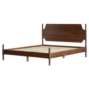 北美黑胡桃木纯实木1.5米1.8米双人床主卧美式复古中古风婚床大床